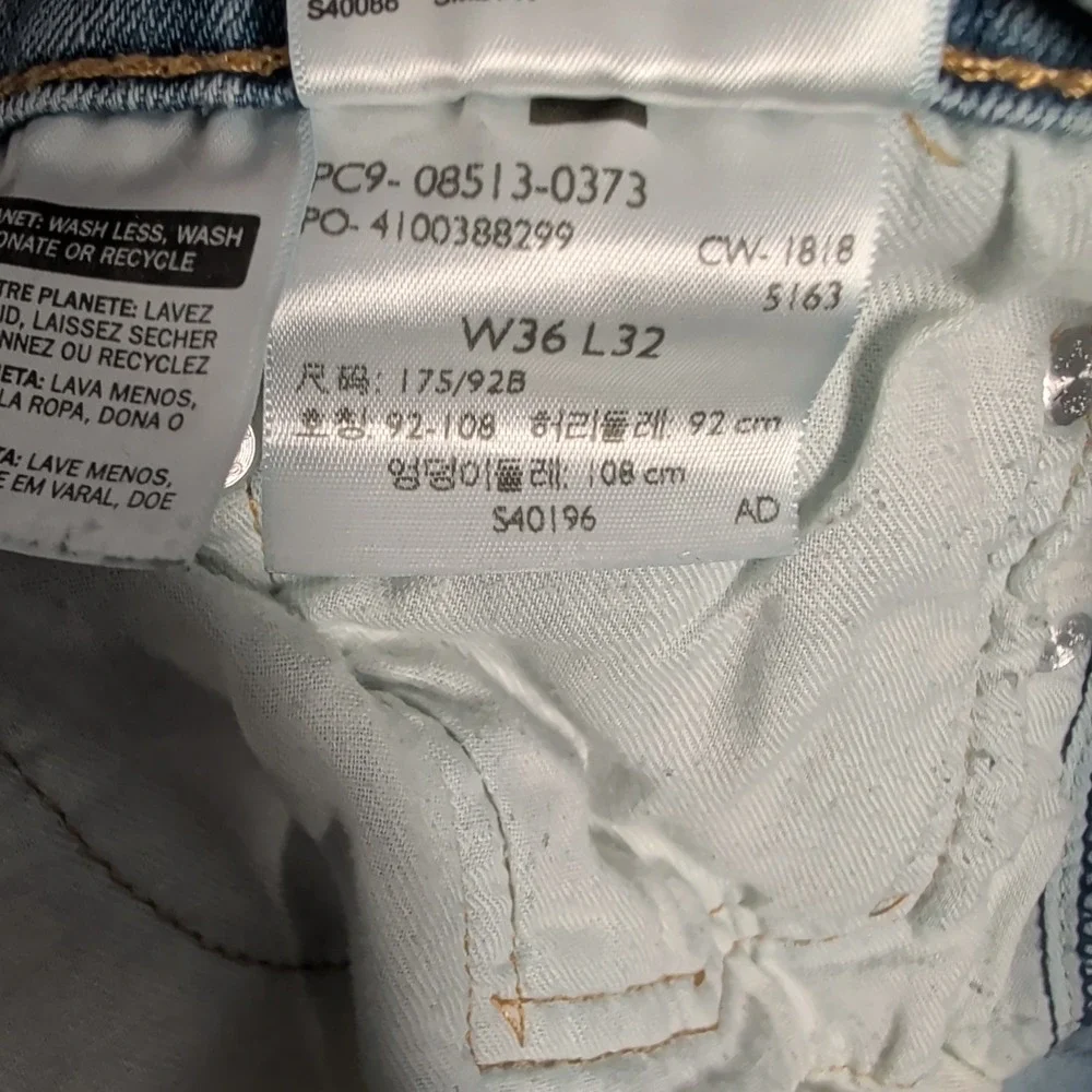 Levi's 513 Jeans‎ Mens 36x32 Light Wash Slim Straight Denim Casual Everyday Wear